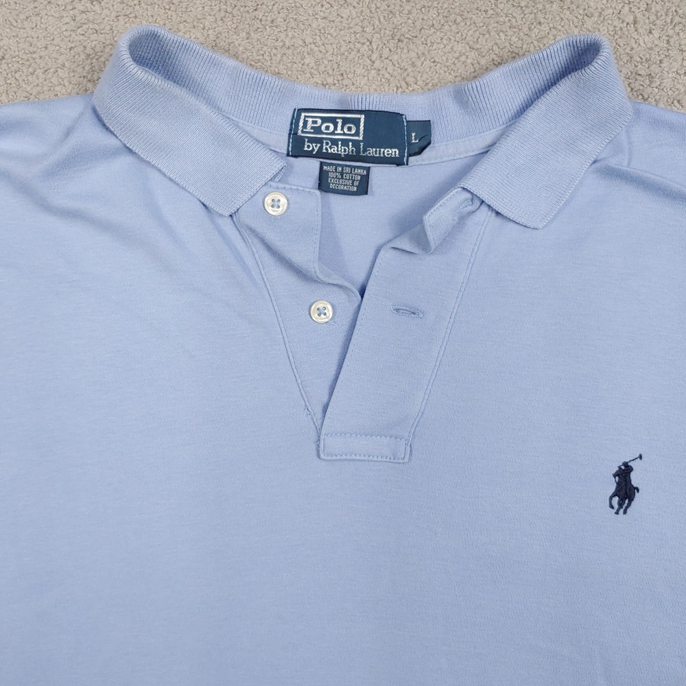 Polo Ralph Lauren Polo Shirt - Mens L Light Blue Short Sleeve Embroidered Pony